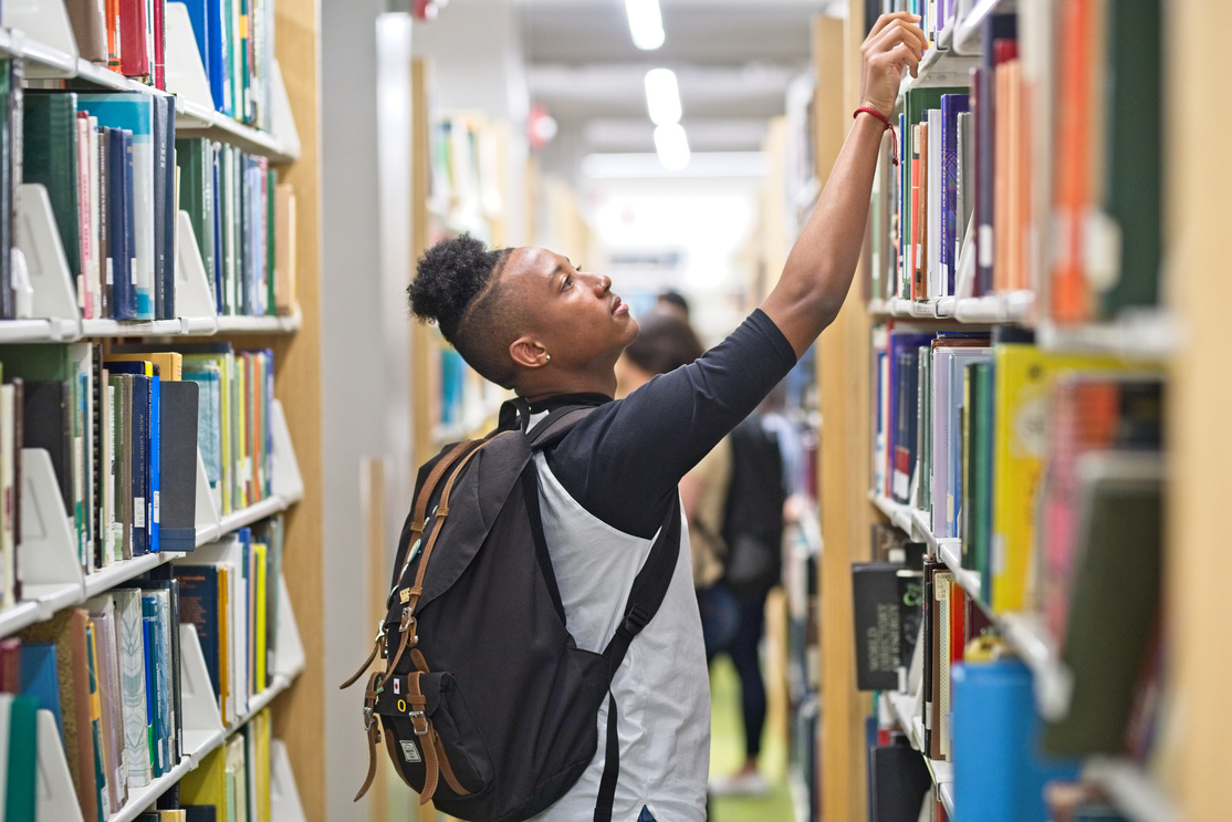 Black College Student In Library